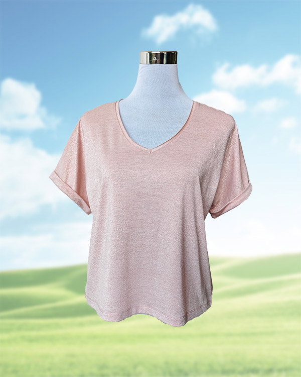 Ladies with V-neck and short sleeves Ladies with V-neck and short sleeves